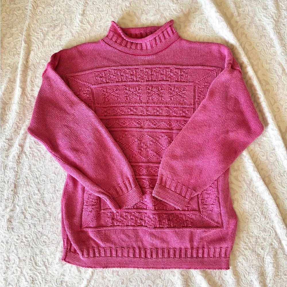 Pink Vintage Turtleneck Knit Sweater - Picture 2 of 6